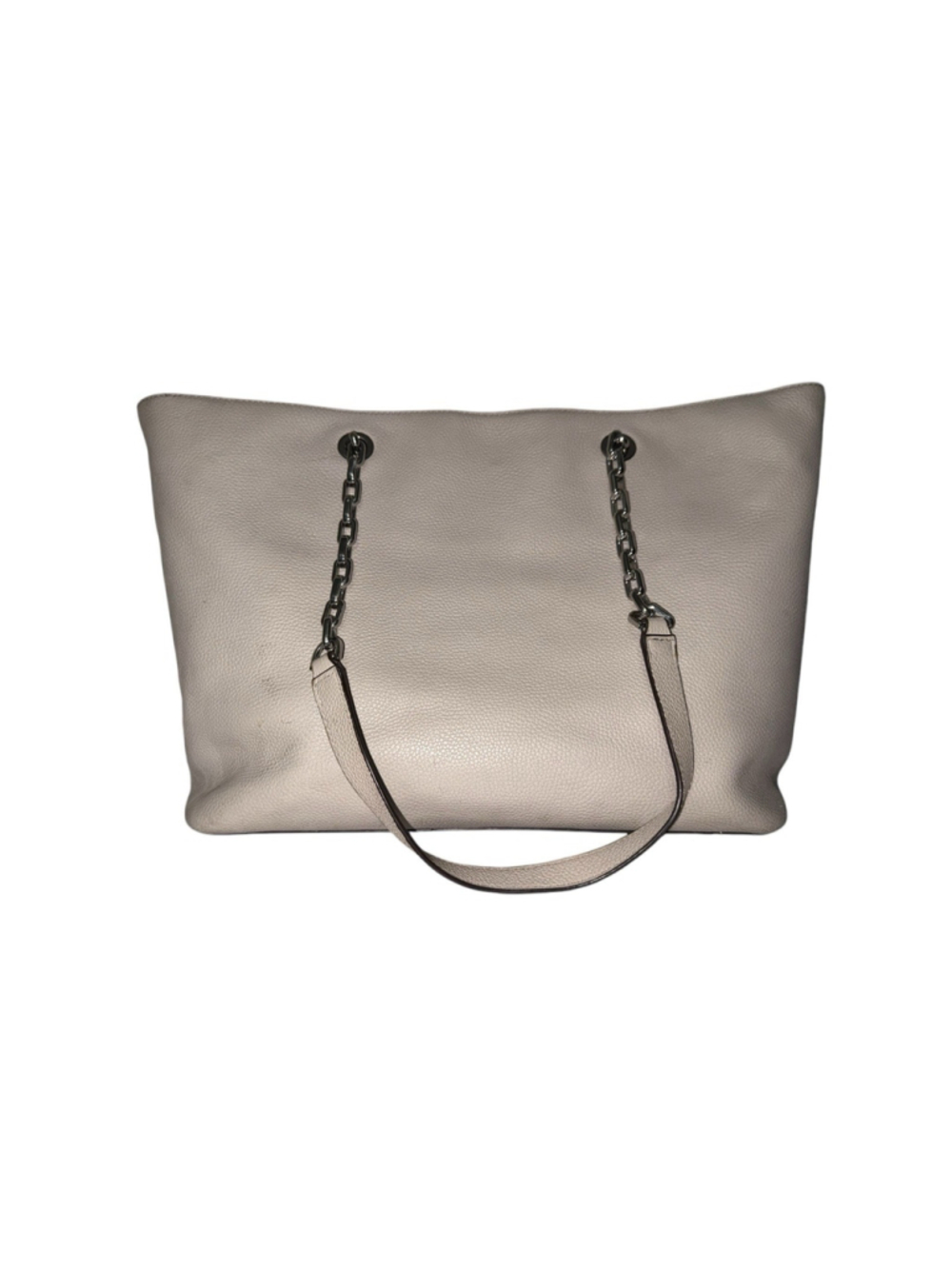 Michael Kors Pebbled Leather Large Chain Tote Shoulder Bag Cream Beige - Picture 4 of 15